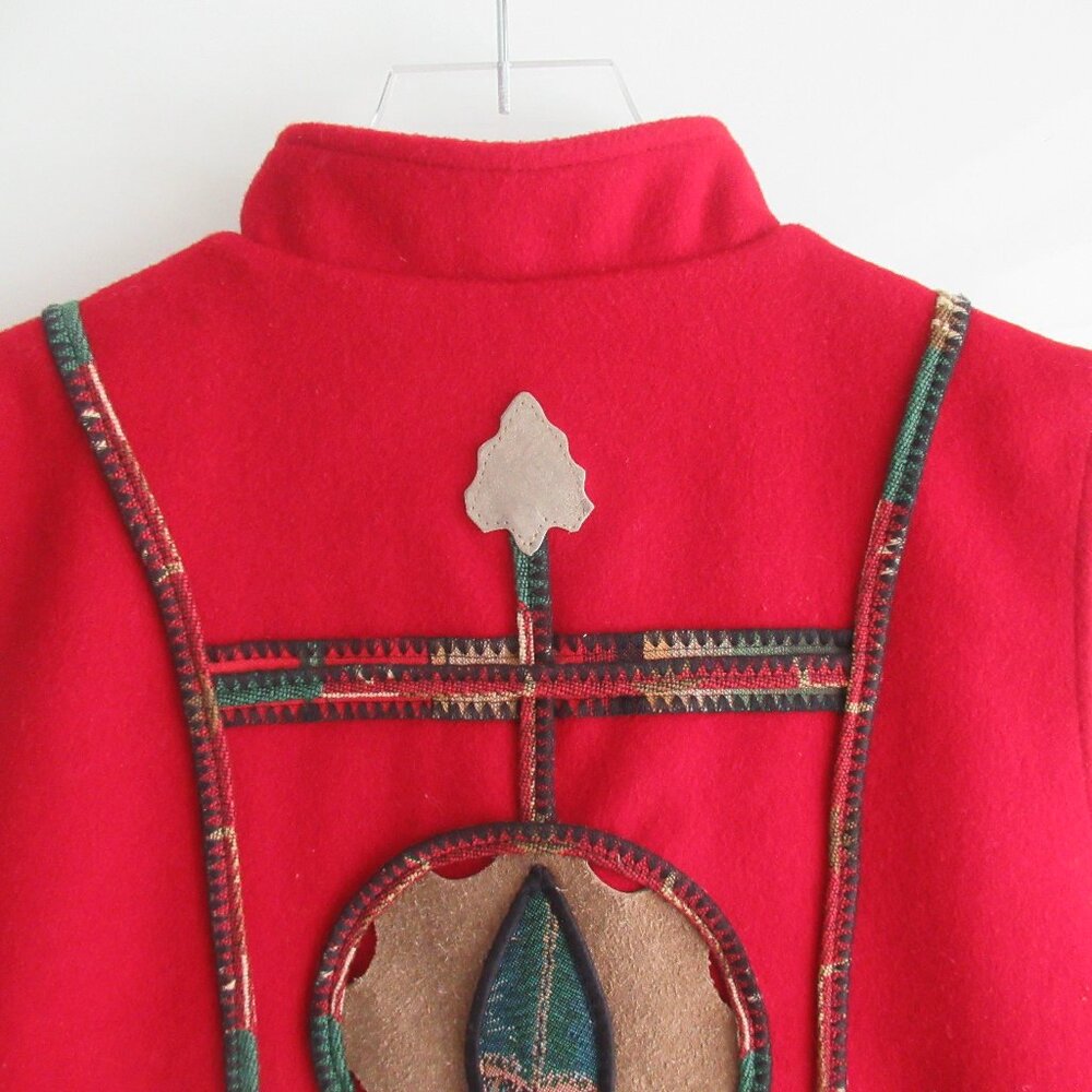 Vintage Coloratura 100% Wool Feather Concho Appliqué Vest Western USA Made M - Picture 7 of 12